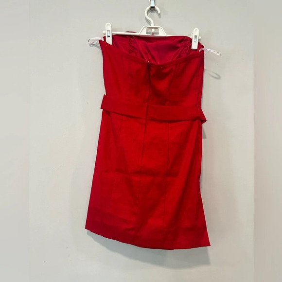 Jessica McClintock Gunne Sax Red Ruched Strapless Party Cocktail Dress Size 11 - Picture 8 of 12